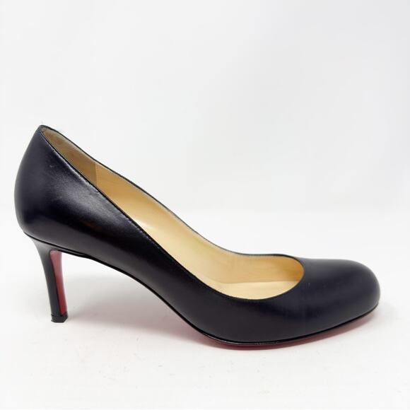 Christian Louboutin Simple Pump 70 Black Leather Heels EU 37 - Picture 4 of 9